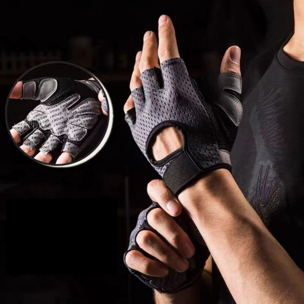 Ademende Workout Handschoenen Gewicht Tillen Vingerloze Gym Fitness Oefening Halve Vinger Handschoenen Voor Powerlifting Vrouwen Mannen