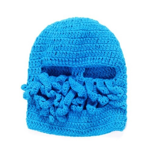 Nyhet rolig fest bläckfisk skäggmössa unisex djur cthulu virkad tentakel stickad vindmask skidkeps halloween hattar: 11