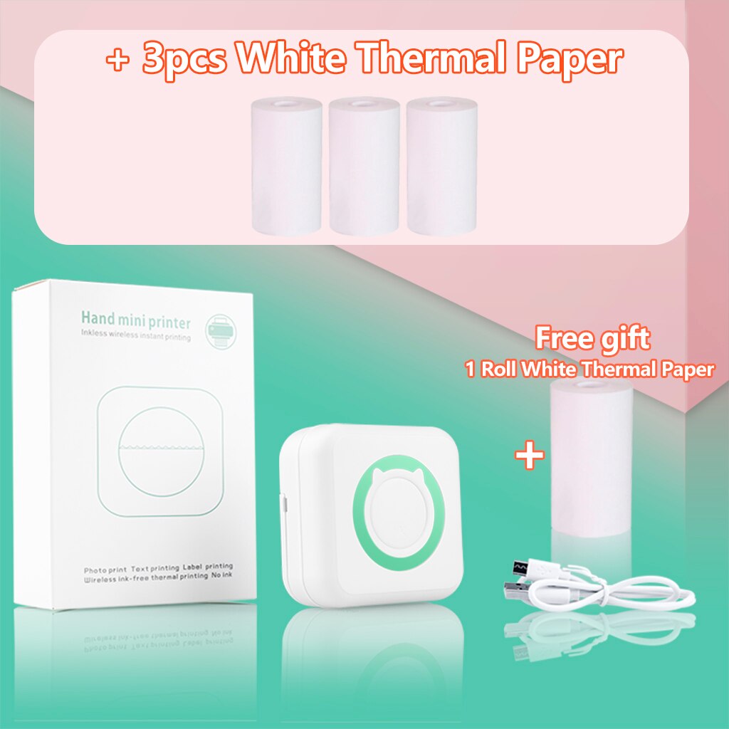 Tragbare Thermo Drucker C15 Papier Foto Tasche Thermische Drucker 57mm Druck Drahtlose Bluetooth Android IOS Drucker Für Art: Grün 3 Weiß Papier