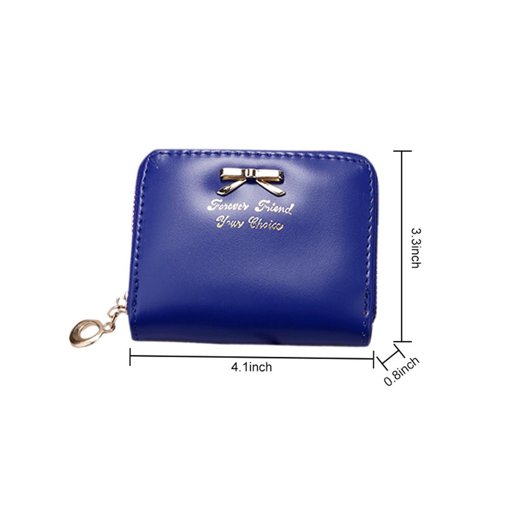 Carteras de Mujer Simple de estilo corto bolso de embrague Bowknot decoración cremallera bolso Delgado monedero de bolsillo tarjeteros ZK40