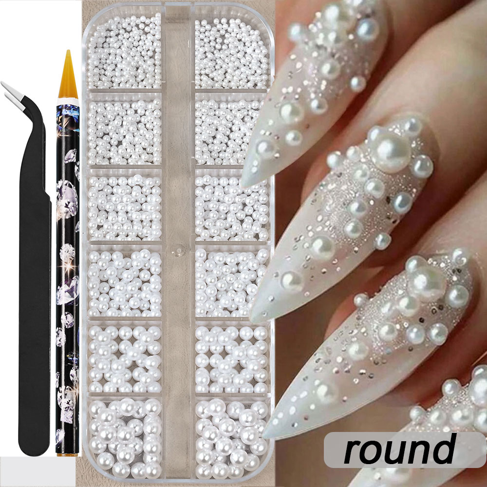 Perles demi-rondes à 12 grilles, breloques 3D pour ongles, 1.5/2/2.5/3/4/5mm, perles blanches à dos plat, bijoux pour ongles, artisanat des ongles, strass: GRIS