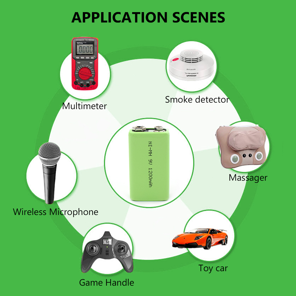 100% Original For Toys Smoke 9V 1200mAh rechargeable battery Low price and for instruments Ni-MH battery packs