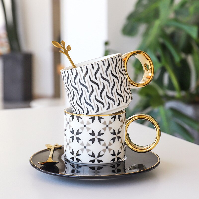 Light Luxury Ceramic Coffee Set 150ml Coffee Cup and Saucer Spoon Set