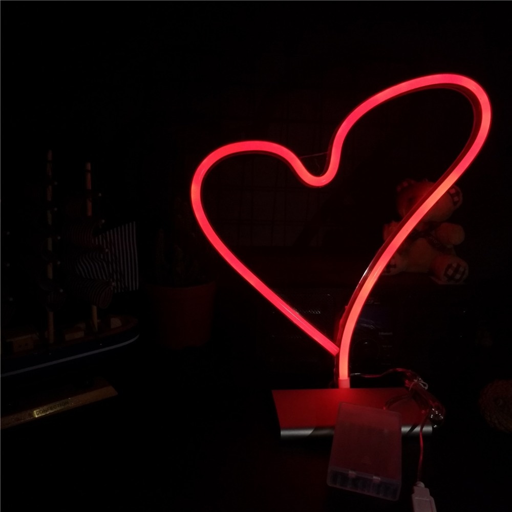 TONGER, romántico, gran corazón, signo de LED neón, decoraciones de Sala de bodas, decoración de pared para el hogar, para amantes, amor, neón, iluminación de arte, decoración