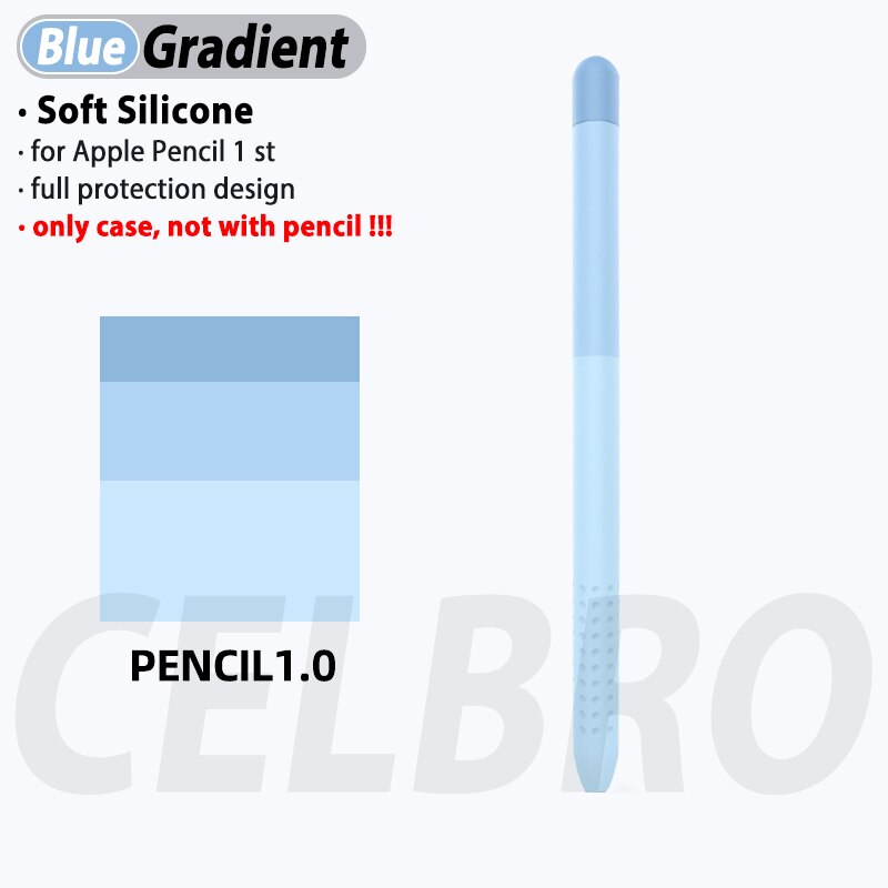 Cubierta de lápiz óptico para tableta táctil de silicona, accesorios para Apple Pencil 1 y 2, funda de silicona suave protectora para Apple Pencil 1 y 2: Blue for 1st