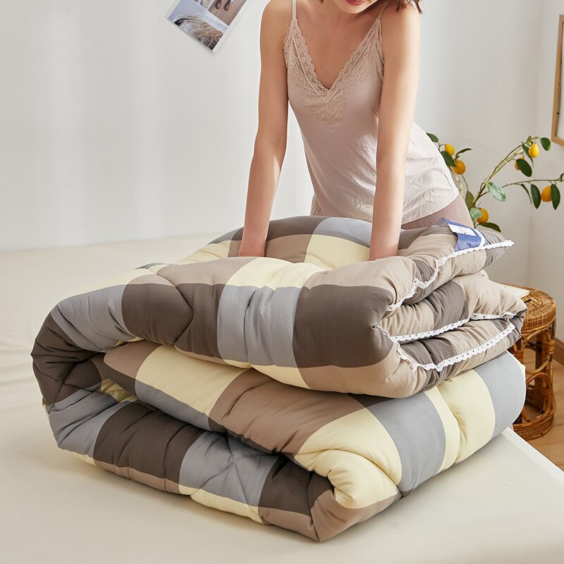 Strepen Plaid Enkele Quilt Winter Warm Grote Dikke Dekbed Dekbed Volwassenen En Kinderen Sprei Cover 150X100Cm Beddengoed: F
