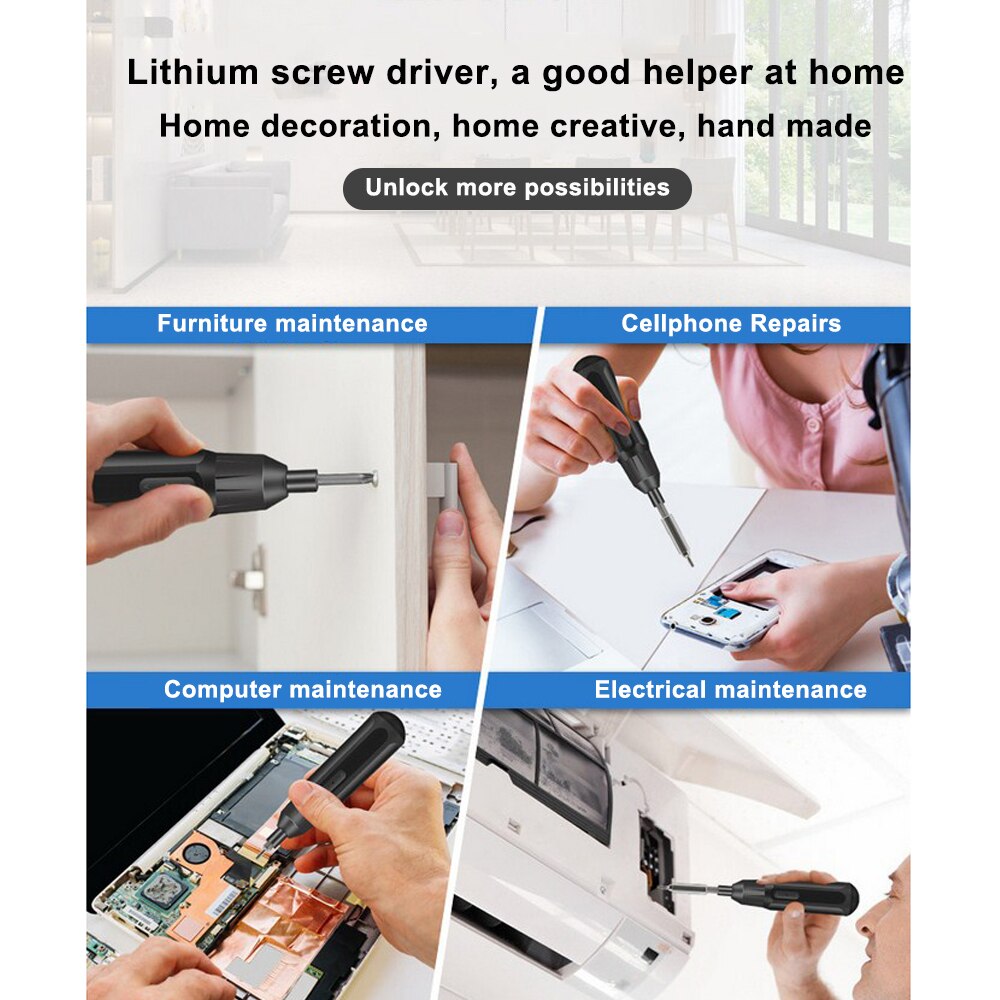 3.6V Electric Screwdriver Set Multifunction USB Charging Lithium Battery Automatic Hand Screwdriver Portable Home Repair Tools