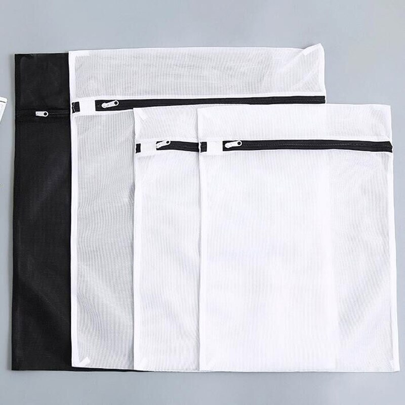 4Pcs/Set Zippered Foldable Washing Laundry Bag Mesh Clothing Care Protector Bag Travel Portable Storage For Bra Underwear Socks