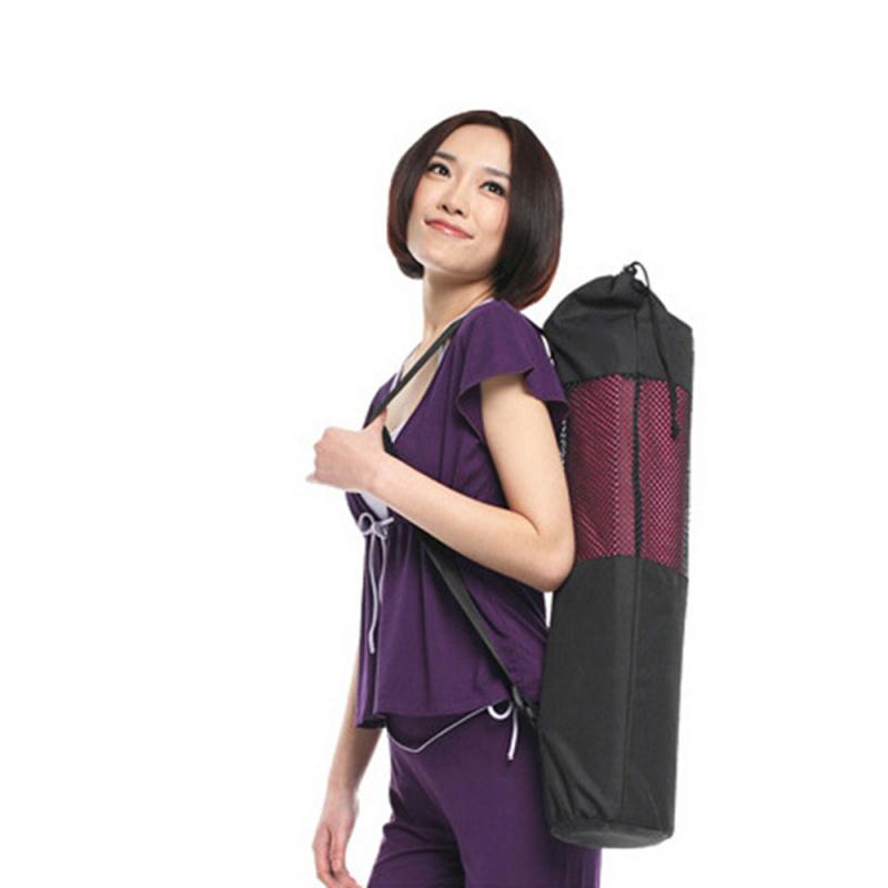 Bærbar nylon mesh center yogamåtte taske justerbar rem pilates carrier fitness bodybuilding sportsudstyr