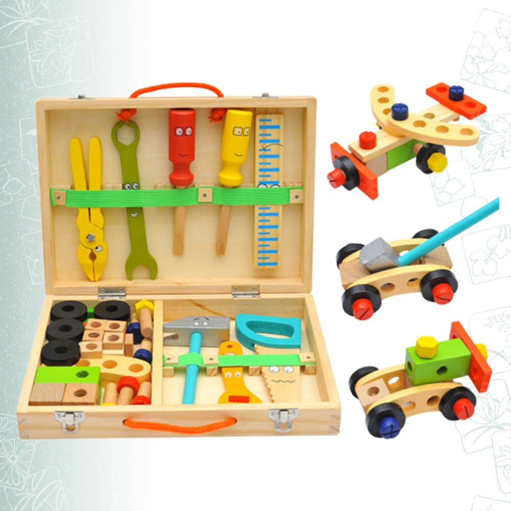 1 Set Childrens Simulation Toolbox Cartoon Toolbox Set Pretend Play Repair Tools Kit Disassembly Repair and Maintenance Tool