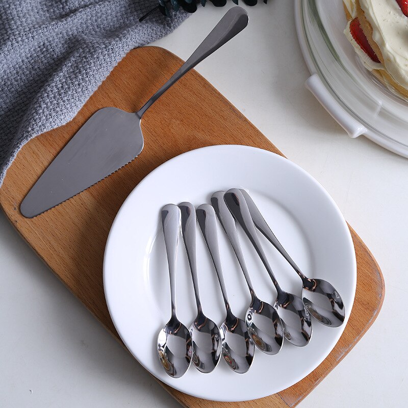 Style européen gâteau plat verre céramique exposition plateau cache-poussière essai plaque décoration créative Dessert Table décoration: Cake Shovel X1 Spoon X6