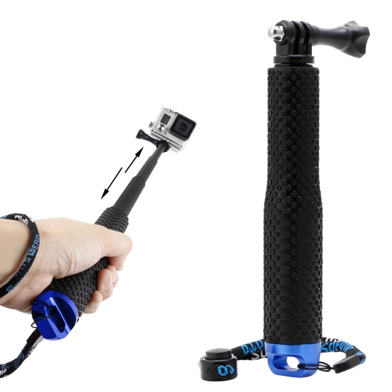 Extendable Pole Mini Selfie Stick Waterproof Blue Monopod For GoPro Hero 4/3/3+