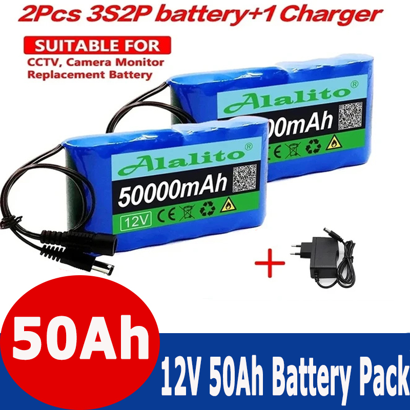 Draagbare Super 12V 50ah Oplaadbare Lithium Ion Batterij Capaciteit Dc 12.6V 30ah Cctv Cam Monitor Xenon Lamp + Oplader: Beige