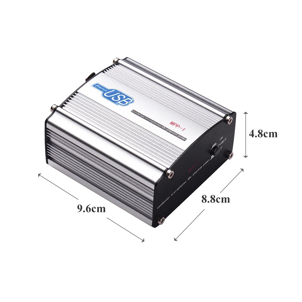 48V Phantom Power Supply Box for Condenser Microphone Studio Music Recording USB-Powered Operation