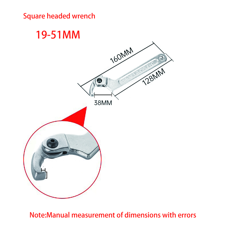 Adjustable Wrench Hook Spanner Square/Round Head CR-V Spanner For Round Bolt Maintenance Dismantling Tools 19-51/32-76/51-120mm: WHITE
