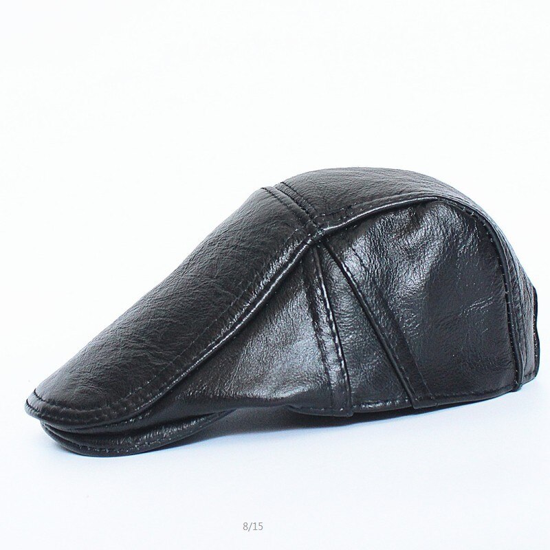 Leder hut herbst winter mittleren alters visiere verdickt warme caps casual baskenmütze alten mann papa freuen kappe B208: Default Title