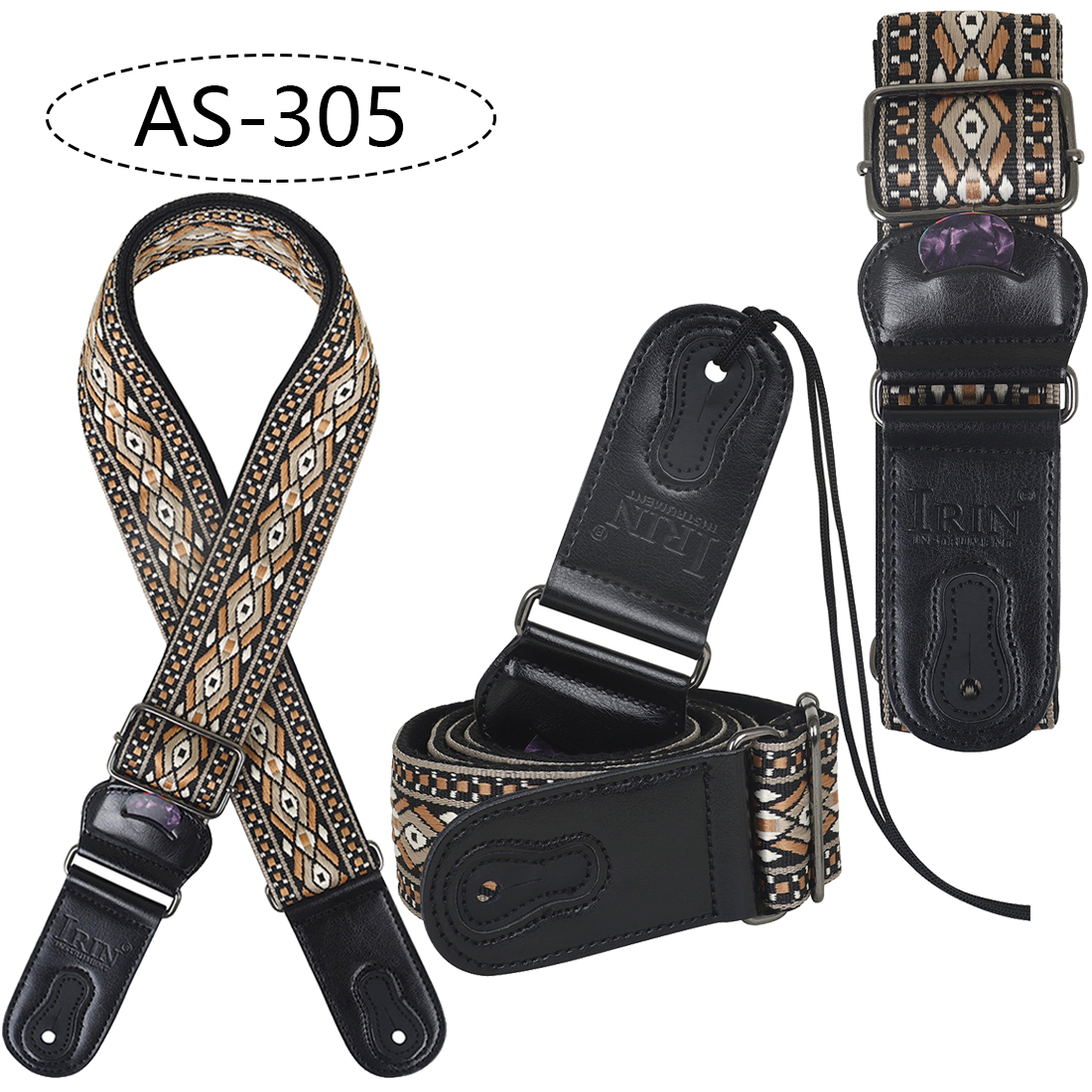 Correa de guitarra para bajo, correas bordadas de cuero y algodón, correa ajustable para el cuello con selección, accesorios para bajo y guitarra acústica eléctrica: Morado