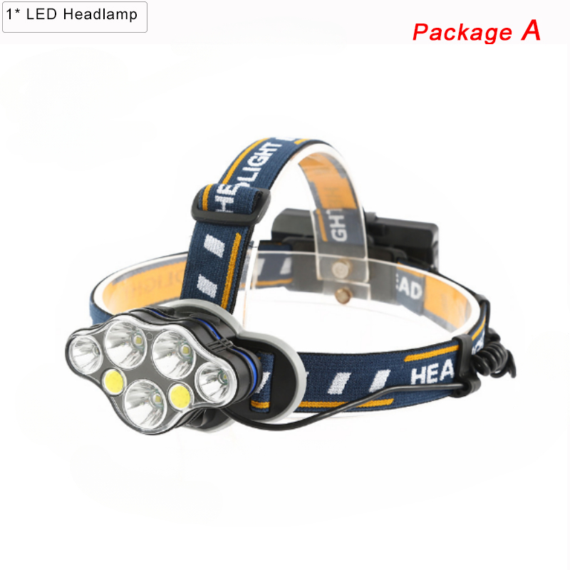 Krachtige Led Koplamp Usb Oplaadbare Koplamp 7 Led Vissen Koplamp 8 Modi Hoofd Zaklamp Waterdichte Camping Hoofdlamp: Blauw