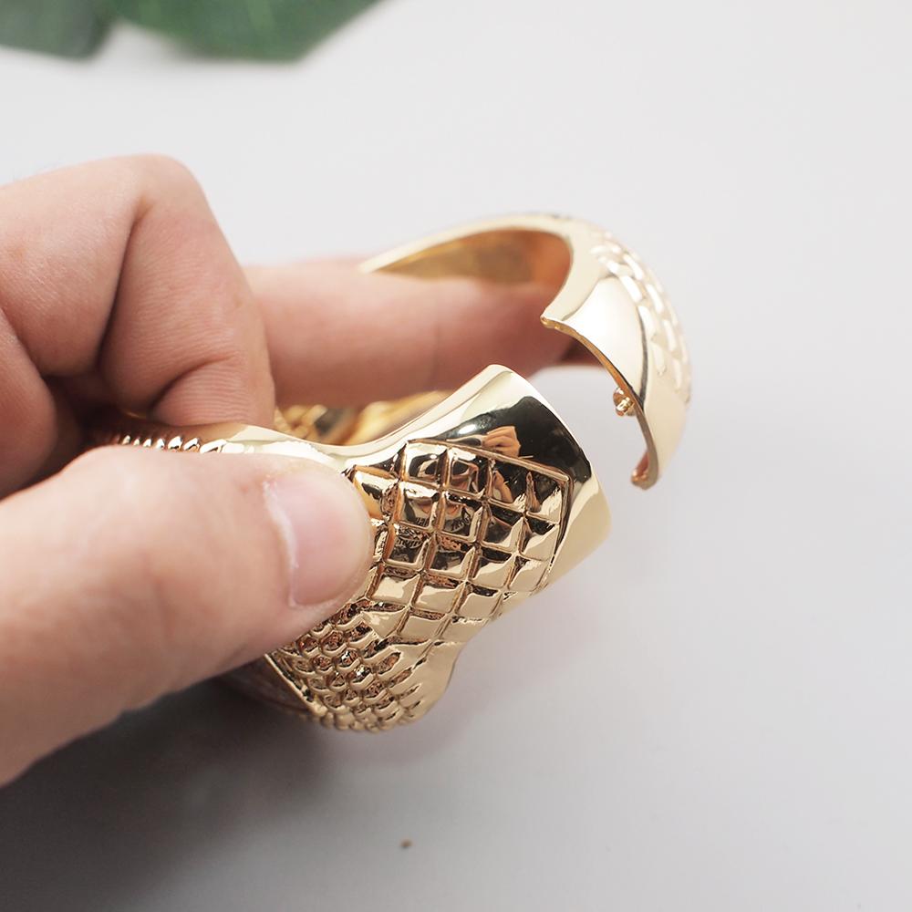 Metal Cuff Bangle For Women Gold Color Alloy Glass Big Bracelets Statement Indian Jewelry Accessories UKMOC