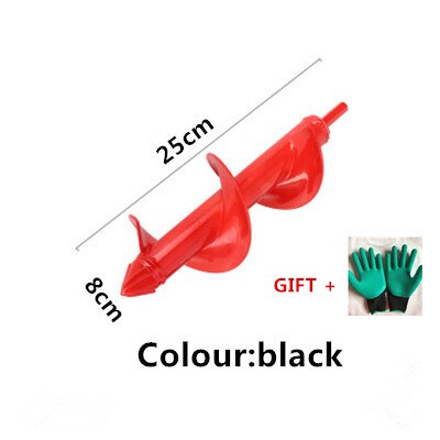 neue Erde Legierung Bohrer Eis Bohrer Garten Schnecke Spirale Blume Pflanzer Hof Gartenarbeit Pflanzung See Bagger Werkzeug: Schwarz 8 x 25cm