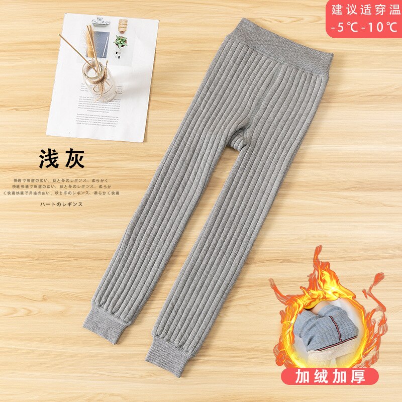 Leggings per ragazze pantaloni addensati per bambini pantaloni per bambini in cotone ragazze 10-12 anni abbigliamento pantaloni Capris collant termici per adolescenti: GRAY / S(2-4Years)