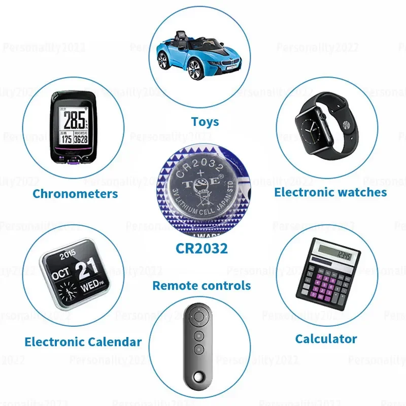 CR2032 2032 Lithiun Battery 3V Button Coin Cell Batteries DL2032 ECR2032 for Car Bluetooth Key Remote Control Calculator