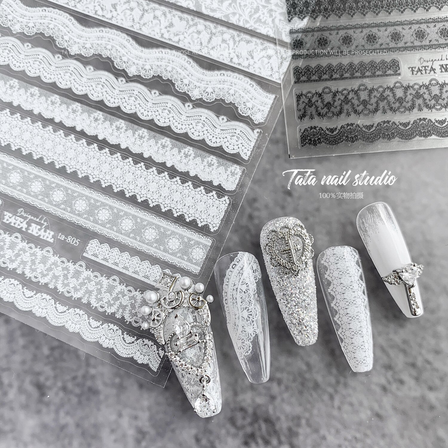 Nail art 3d tarra tarrat hääpitsi kynnet salon manikyyri koristelu