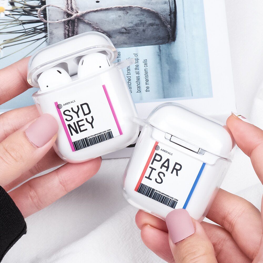 Heißer INS Reise Land Air Tickets Brief Headset Fall für Airpods 2 1 Kopfhörer Cases Klar Weichen TPU Abdeckung Luft schoten Aceessories