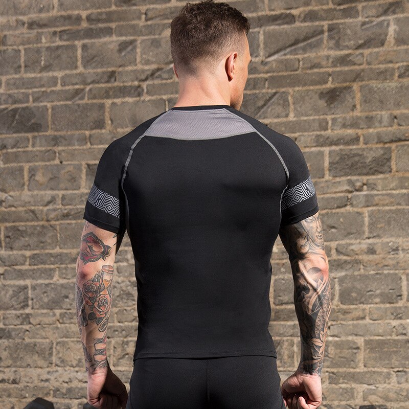 Camiseta masculina de algodão puro moda de fitness estiramento de manga curta ginásio casual ajuste apertado camiseta superior t camisa para homem