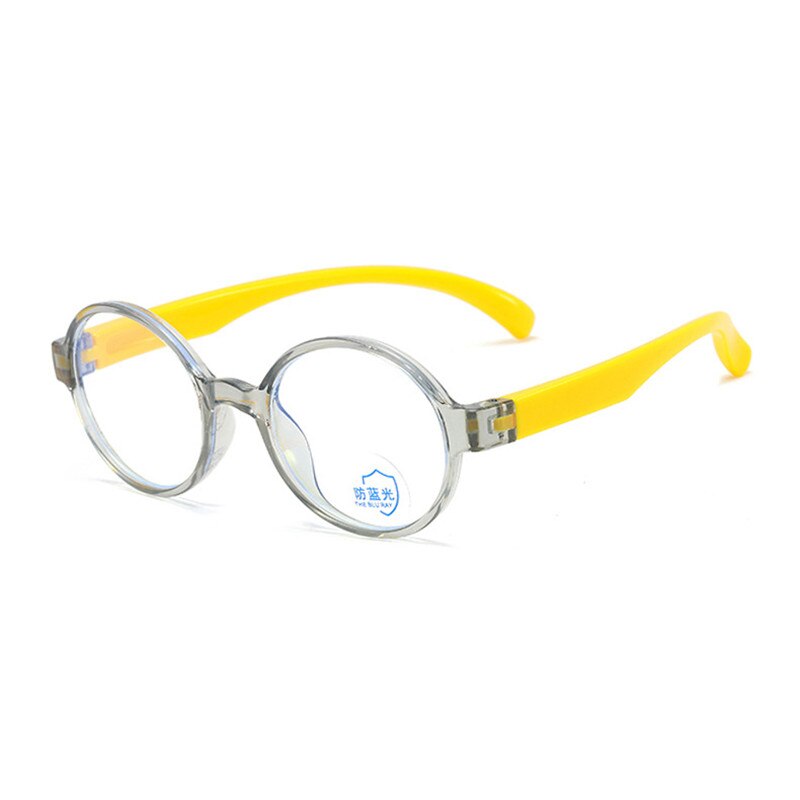 Ronde Bril Flexibele Been Kids Anti Blauw Licht Kinderen Classic Eyewear Meisjes Brillen Jongens Ultralight Clear Lens Pc Frame: YELLOW