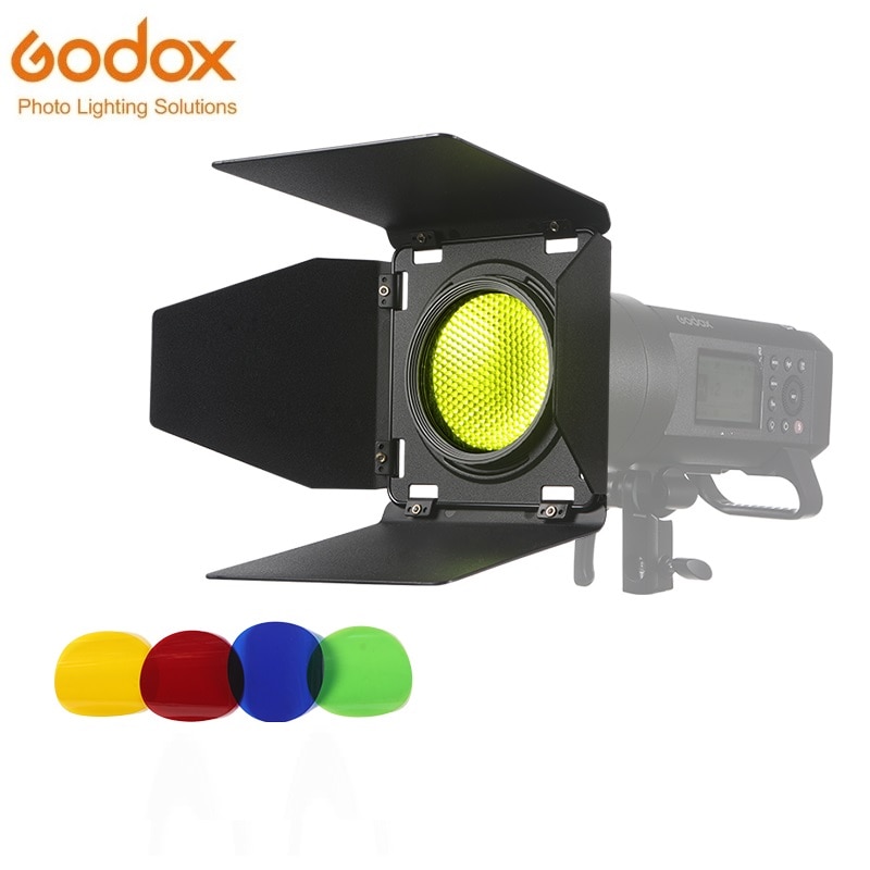 GODOX BD-08 Dedicated Barn Door with 4 color filters Honeycomb Grid FOR Witstro AD400Pro Outdoor Speedlite Flsah