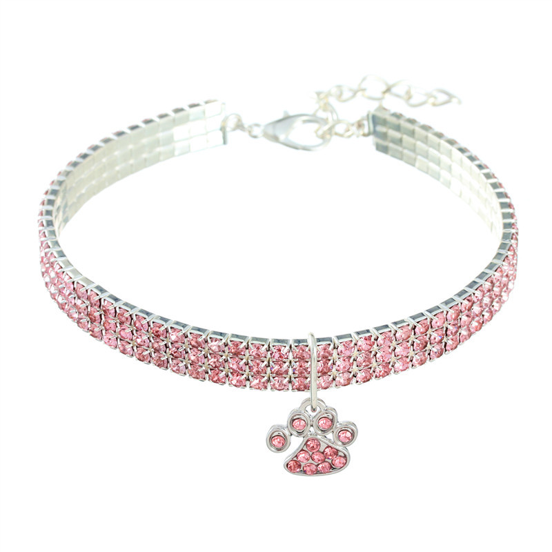 Collier de chien patte strass collier de chat taille de cou réglable 20CM ~ 30CM pour petits chiens moyens chat Chihuahua accessoires de chien