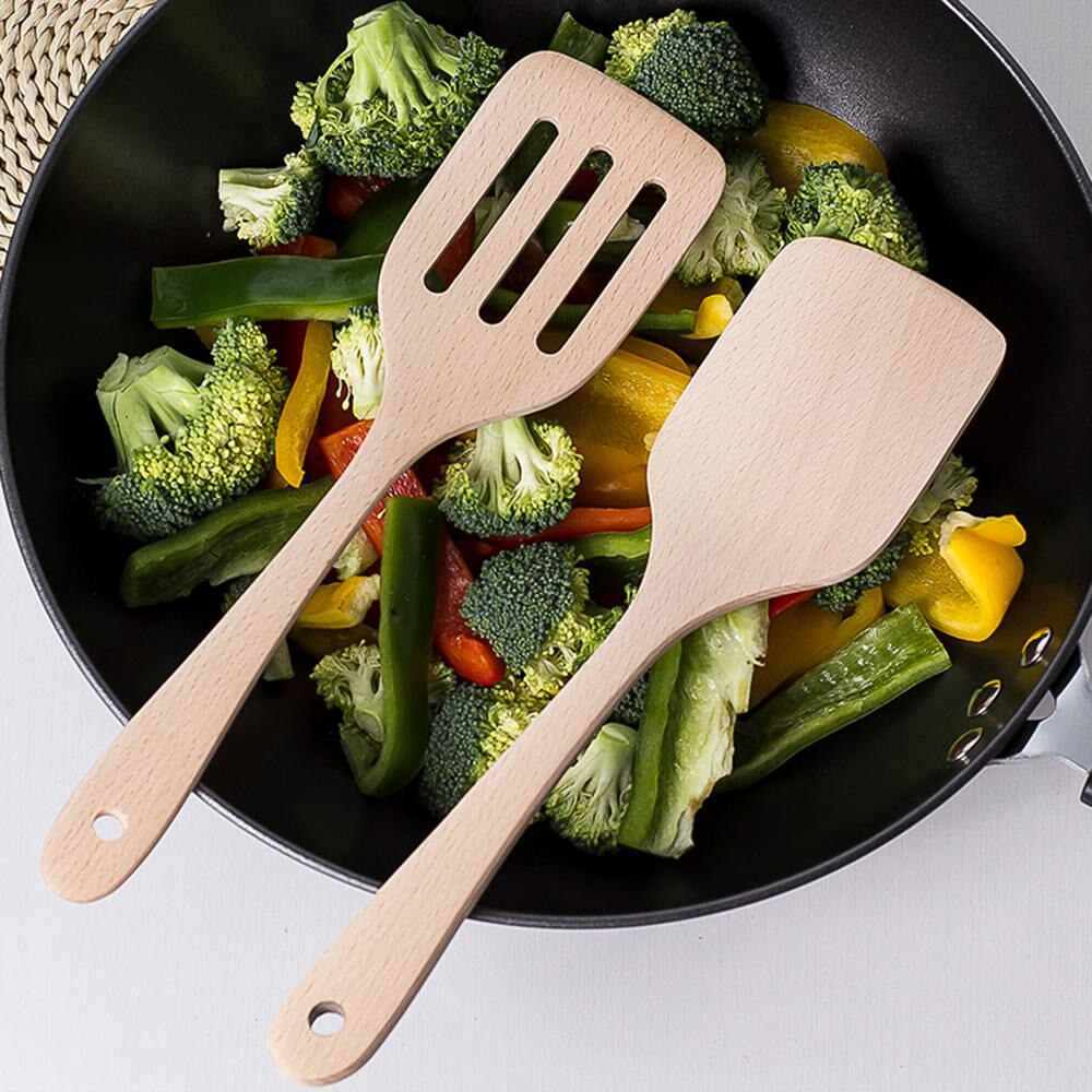Wooden Fried Cooking Shovel Rice Flat Shovel Environmental Non-Stick Cookware Dinner Food Wok Shovels Utensils Supplies