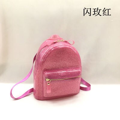 Nuovo di Vendita di Estate Dolce di Colore Della Caramella Della Chiusura Lampo Zaini Nuovo Silicone di Viaggio Borse Da Spiaggia Sacchetto di Mano Mochila Zaino Femminile Borse A Spalla: Flash Hot Pink