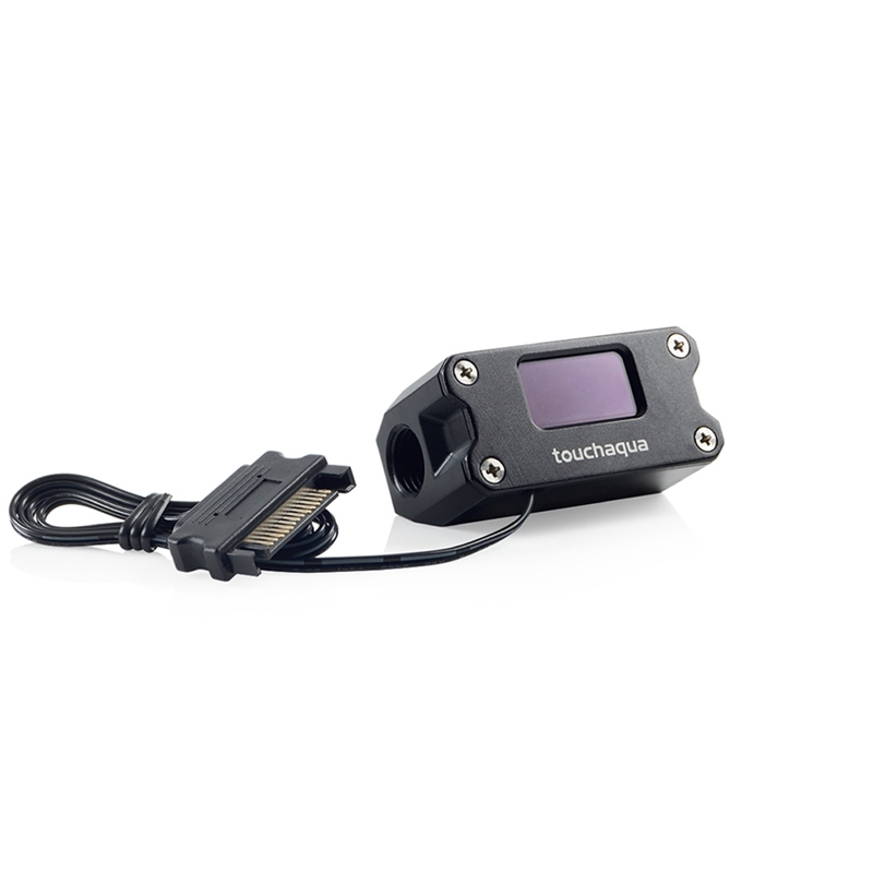 Touchaqua temperature indicator OLED Digital Display Water Flow Meter Water Cooler System Double 'G1/4' Flow Sensor Fitting