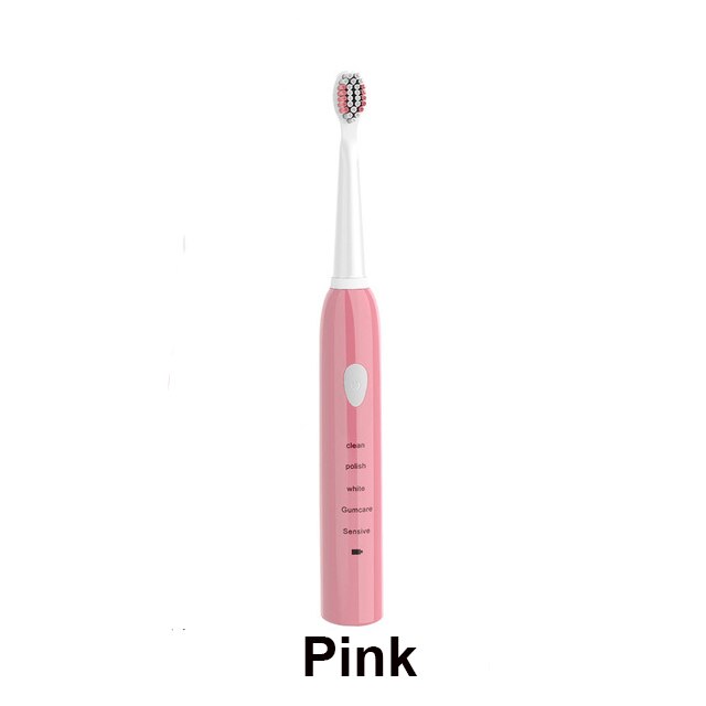 Electric Toothbrush Rechargeable 5 Modes Sonic Toothbrush with 4 Brush Head Waterproof Timer Tooth Brush Whitening For All: Single 1 Pink