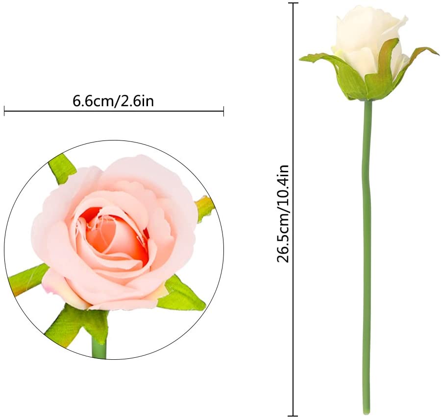 12 hoveder kunstig silke rose blomster buket hvid pink rød til bryllup brude fest hjem hus have festival bar dekoration