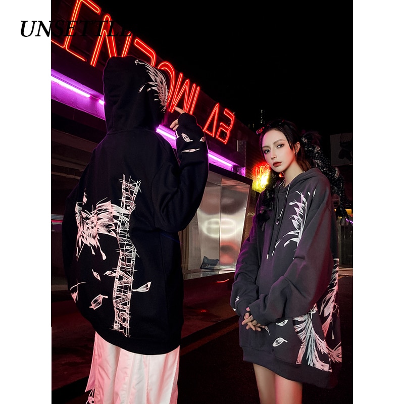 Herfst Japanse Grafische Harajuku Hoodie Mannen Fleece Hip Hop Print Streetwear Sweatshirts Oversized Hoodies Vrouwen Katoen Tops