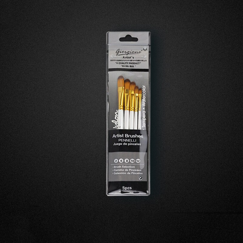 Acuarela pintura gouache cepillo de nylon de pelo 5 palos arte juego de bolígrafos para pintar estudiante de arte material de pintura material: silver