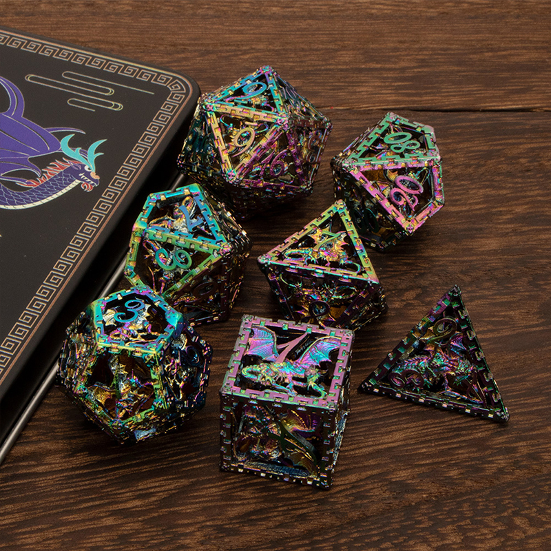 Hohl Metall Dnd Würfel einstellen Kerker Und Drachen D &Ampere; d D + D Würfel D20 D12 D10 D % d8 D6 D4 RPG Kupfer Polyeder Rolle Spielen Würfel