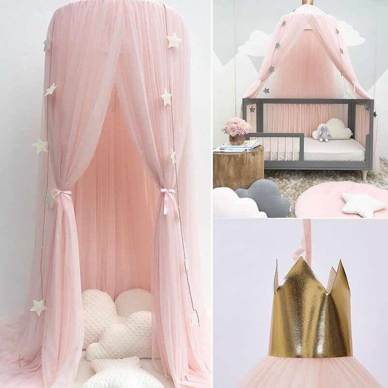 Mosquitera de verano para niños y niñas, cama redonda romántica, cubierta de cama, dosel para guardería