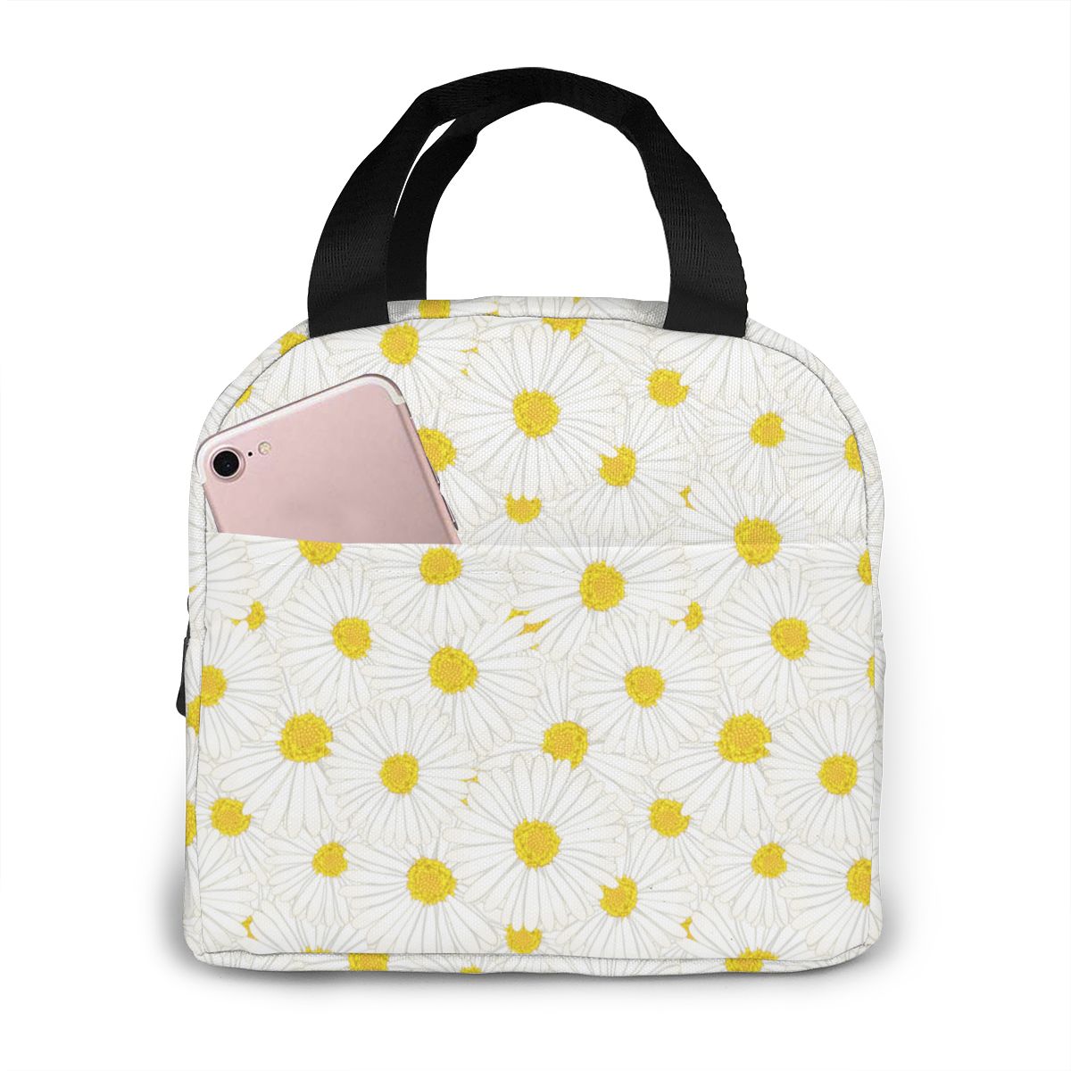 Daisy Waterdichte Draagbare Geïsoleerde Lunch Tas, Wasbaar En Herbruikbare, Geschikt Voor Outdoor Reizen Picknick School Kantoor: Black4