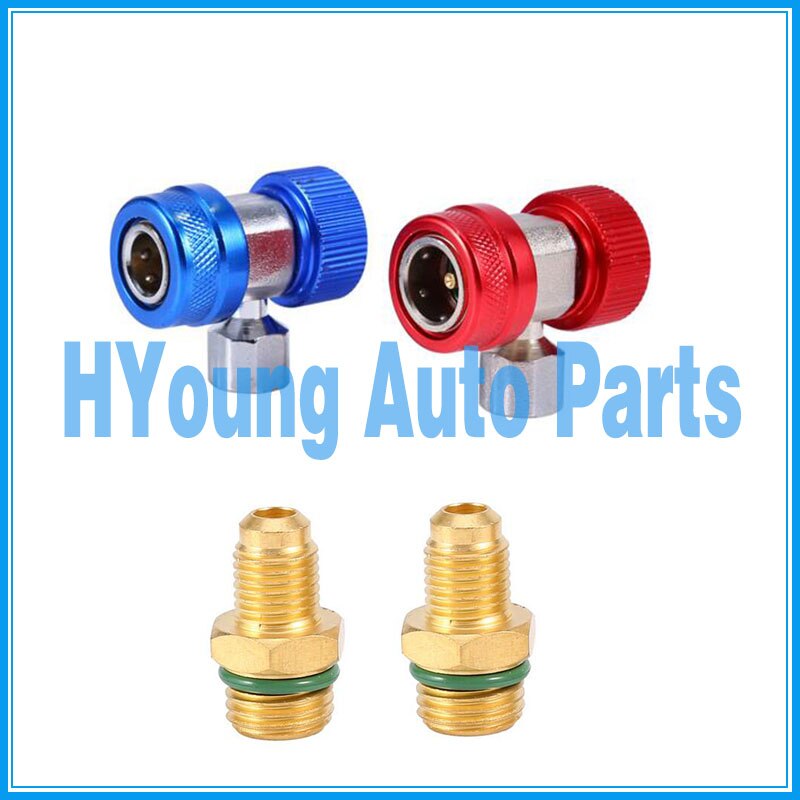 Auto airco ac Hoge Lage Adapter Connector Verstelbare Snelkoppeling Adapters, auto A/C Manometer Set 2 stks/paar R134A