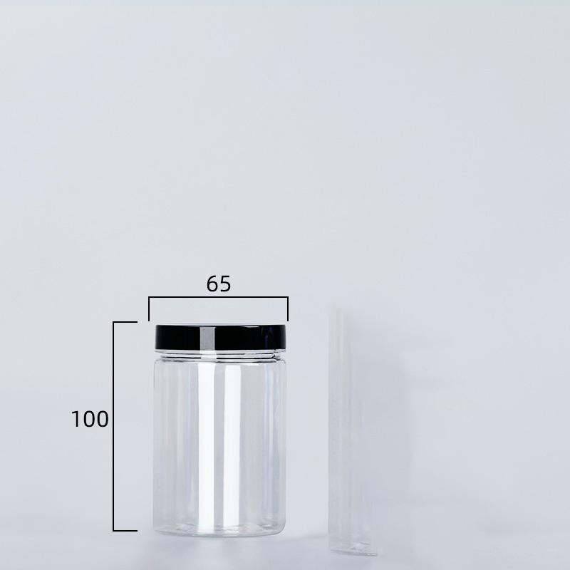 Botella de embalaje de plástico PET transparente, botellas de sellado vacías, cubo Circular, almacenamiento, tarro de galletas, contenedor de tanque de sellado de grado alimenticio, 1 unidad