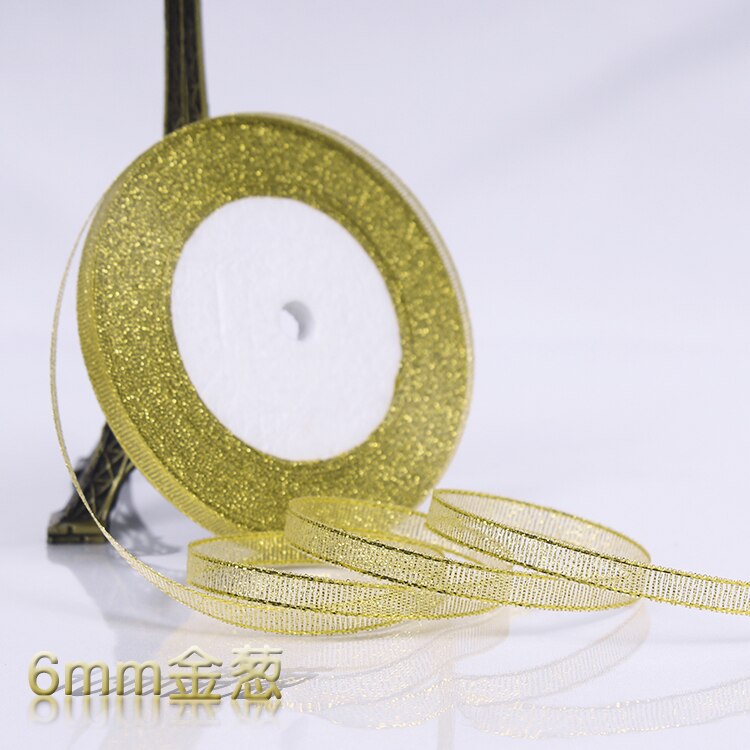 Ruban Satin licorne doré & argent 0.3-5CM | Pour emballage , ruban pailleté de décoration de mariage, pour noël halloween bricolage: onion 6mm gold