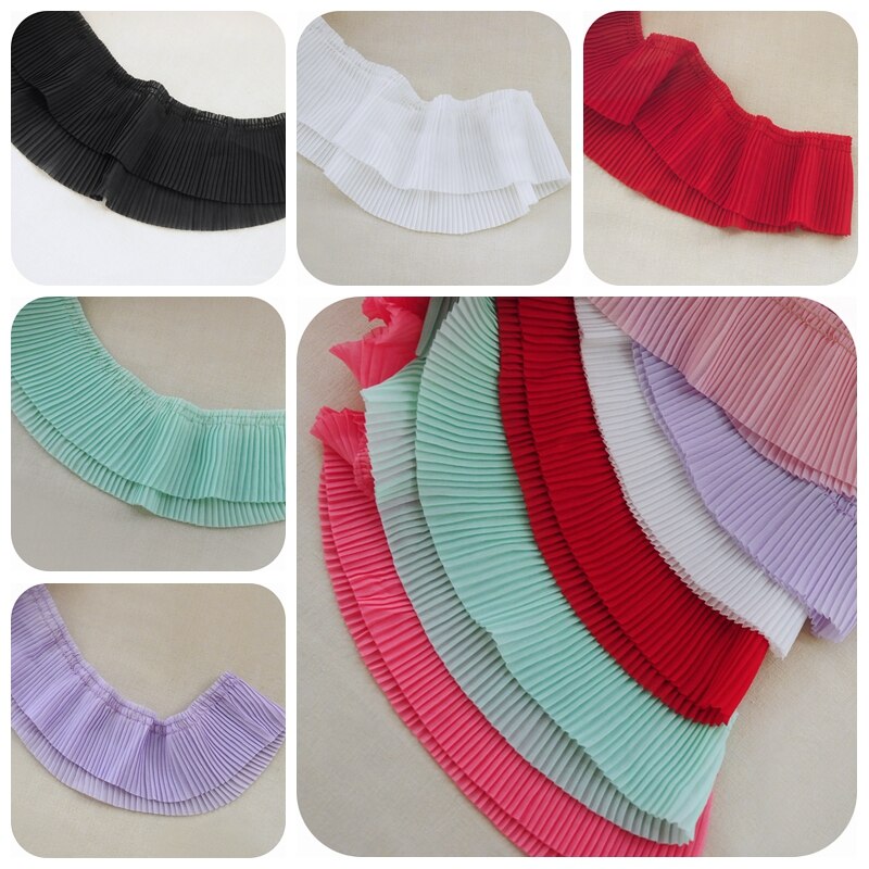 65mm 120D szyfonowa, plisowana taśma koronkowa DIY odzież robić szycia i tkanina czarna biała czerwona różowa koronka przycinanie sukienka odzież dekoracja