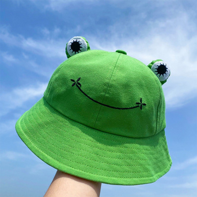 Frog Bucket Hat Summer Hat Female Parent-Child Frog Fishing Cap for Women Girls Cute Sun Hat Big Eyes Bucket Hat