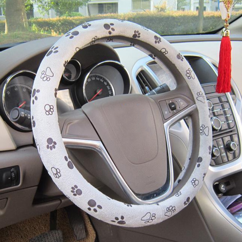 Auto Voertuig Stuurhoes Antislip 38 Cm Wasbare Zachte Grey Poot Decoratie