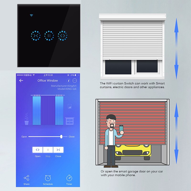 Smart Home-persianas enrollables con WiFi para el hogar, controlador por voz para Smart Life, Tuya, Alexa y Google Home