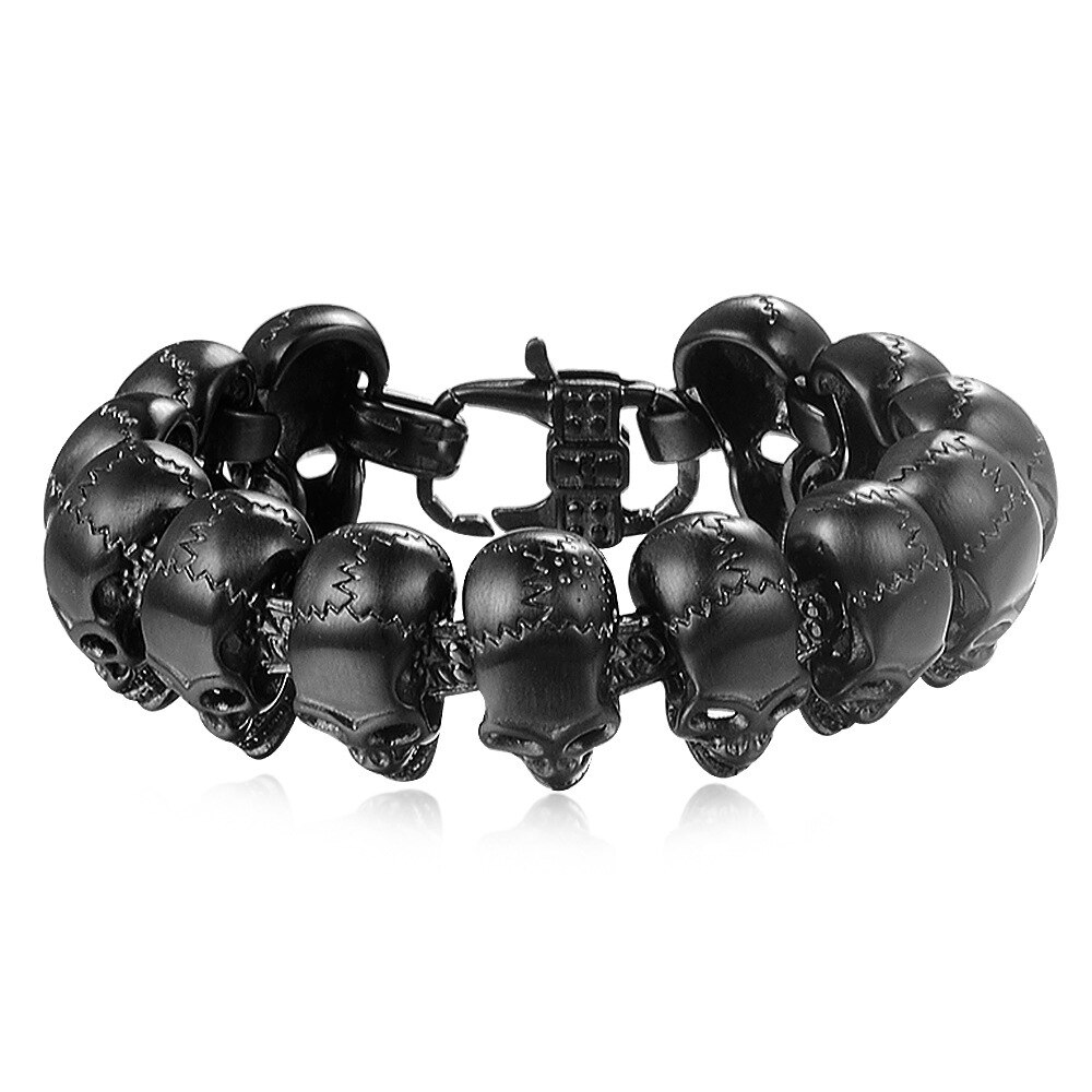 Europese En Amerikaanse Punk Stijl Titanium Staal 12 Schedels Super Dominante Mannen Roestvrij Stalen Armband Sieraden: BXGM1048-2